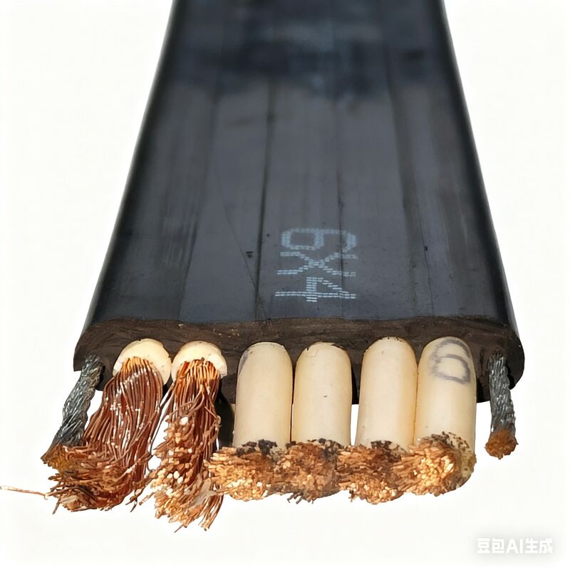 YFFB Copper Rubber Insulated Rubber Jacket Double Steel Wire Elevator Flat Cable 450V 3/4/5 Core 35-120 Square