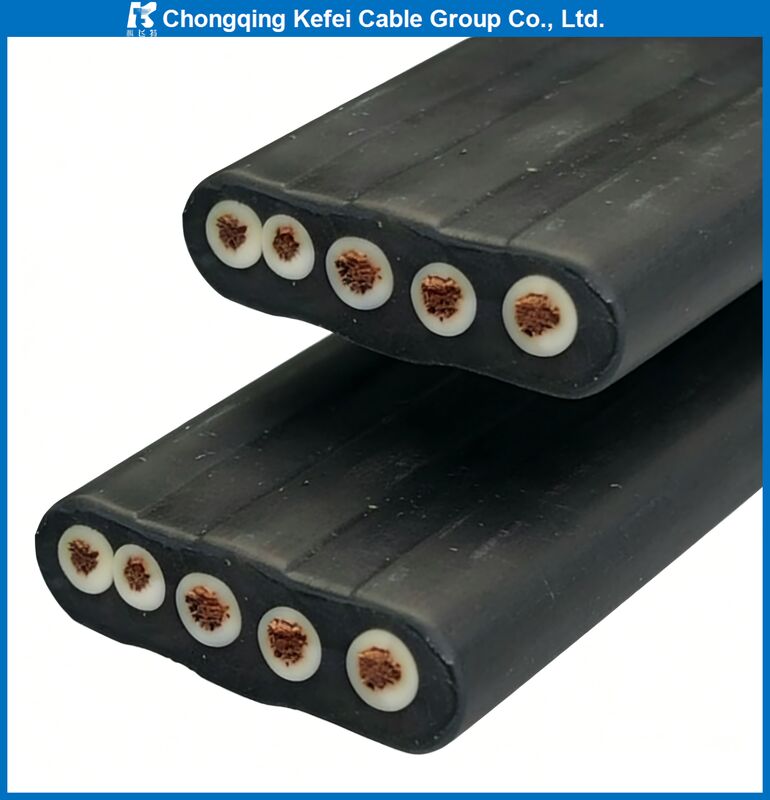 YFFB Flat Flexible Cable Copper Rubber Elevator 0.5mm/0.75mm/1mm Collapsible Retractable Door Cable IP68 Low Voltage for Overhead Cranes